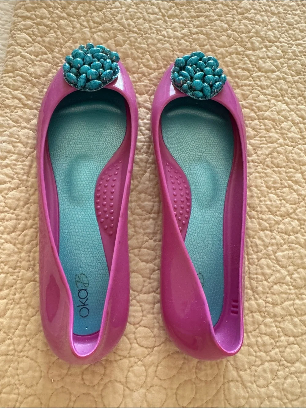 OKA b. Magenta Flats with Turquoise Jewel Cluster